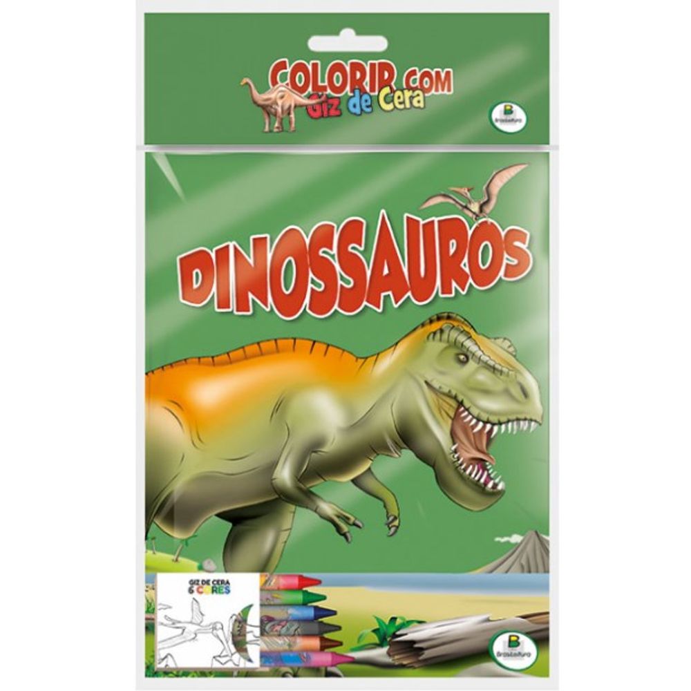 Livro para Colorir com Giz de Cera - Todolivro - DINOSSAURO - Kidverte