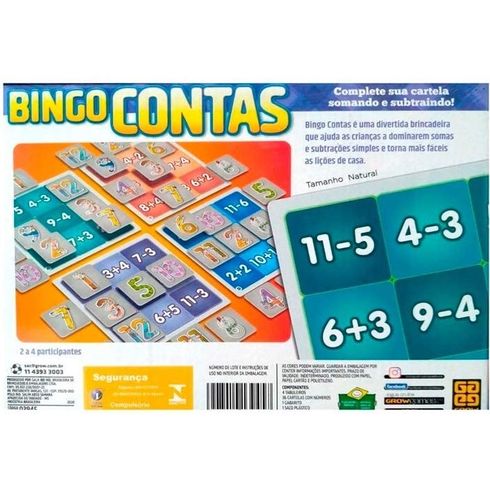 Jogo Infantil - Bingo Contas - Grow - - Kidverte