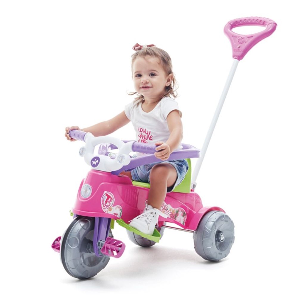 Triciclo Passeio/ Pedal Com 2 Lugares Moto Infantil Calesita Cor Verde E  Laranja