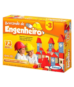 Brincando de Engenheiro 150 Peças Brinquedo Educativo Blocos de Montar de  Madeira Bambalalão Brinquedos Educativos Brinquedos de Madeira