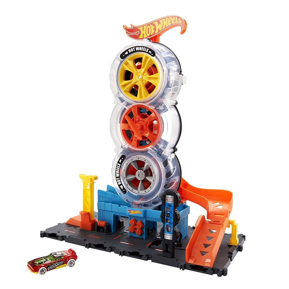 Playset Pista Hot Wheels Super Loja de Pneus - Mattel - Kidverte