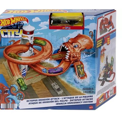 Pista Hot Wheels City com Lançador - Robô Tubarão - Mattel
