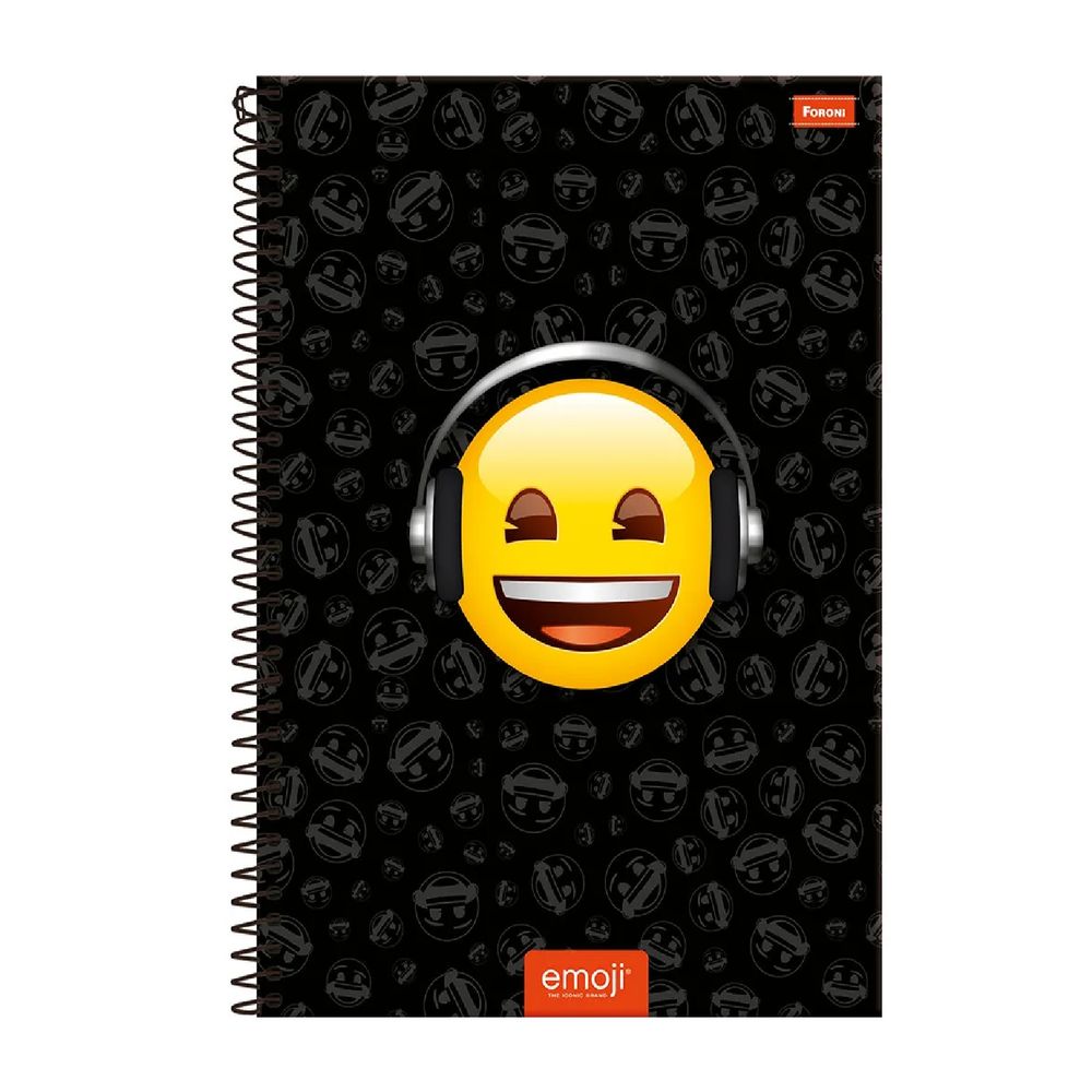 Caderno Espiral Capa Dura - 12x1 - Emoji - 240 Folhas - Foroni - Kidverte