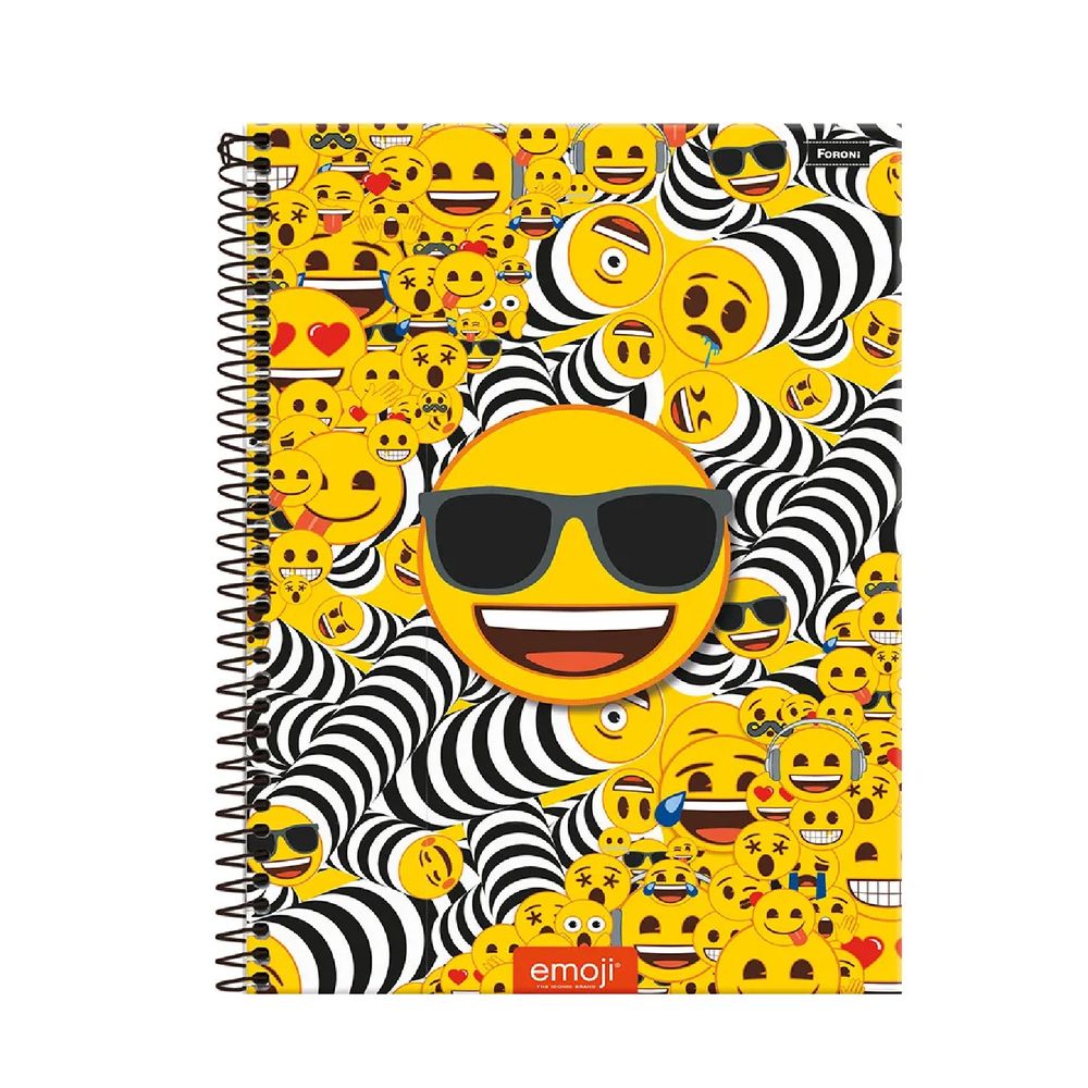 Caderno Espiral Capa Dura - 12x1 - Emoji - 240 Folhas - Foroni - Kidverte